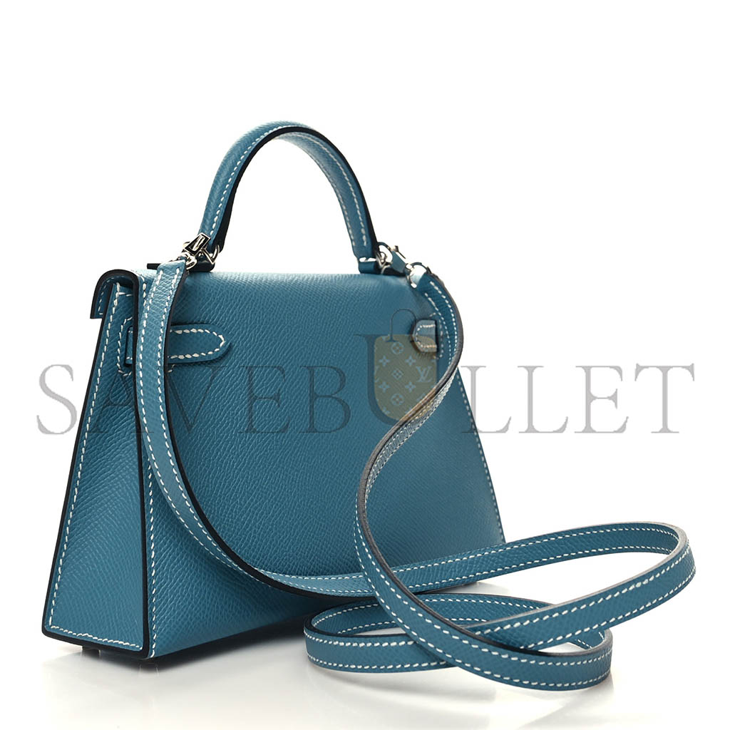 HERMÈS MASTER EPSOM MINI KELLY II  NEW BLUE JEAN (19*12*5.5cm) 